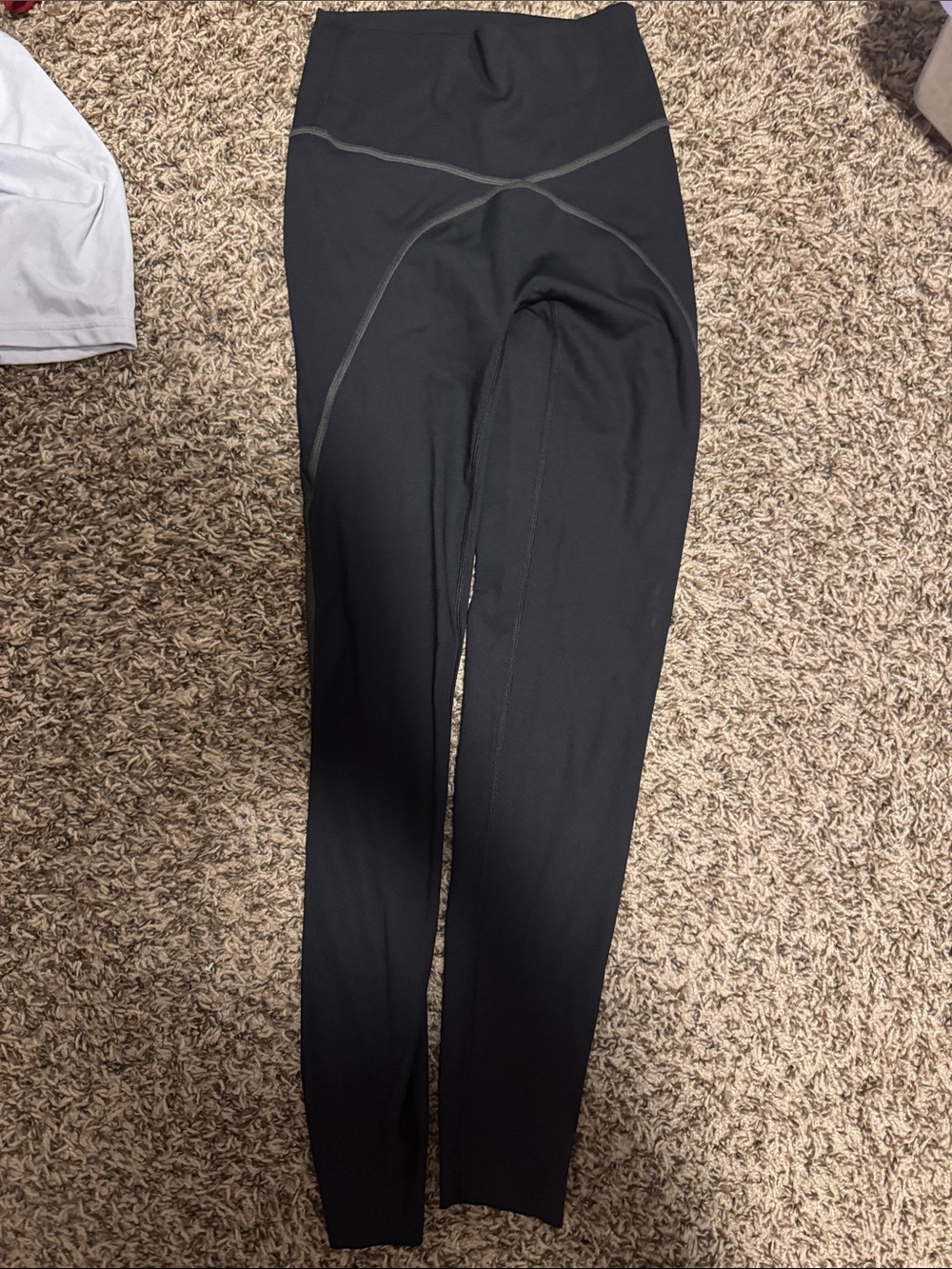 aerie Black High-Waist Leggings with Contrast Seams